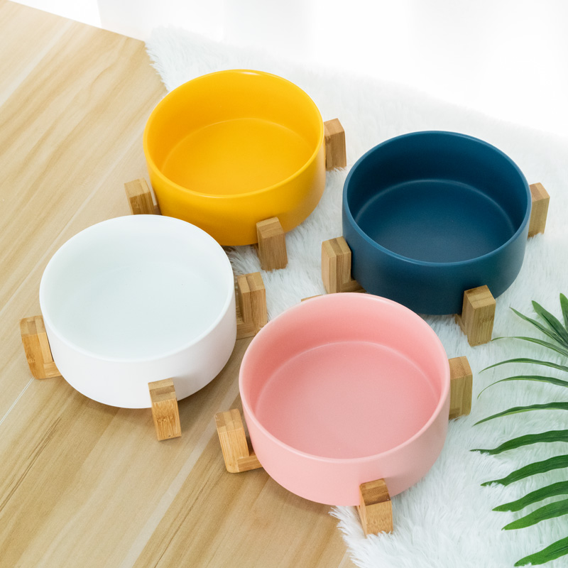Dog food bowl double bowl ceramic dog bowl cat food bowl dog drinking water bowl pet water bowl food bowl anti-overturning supplies