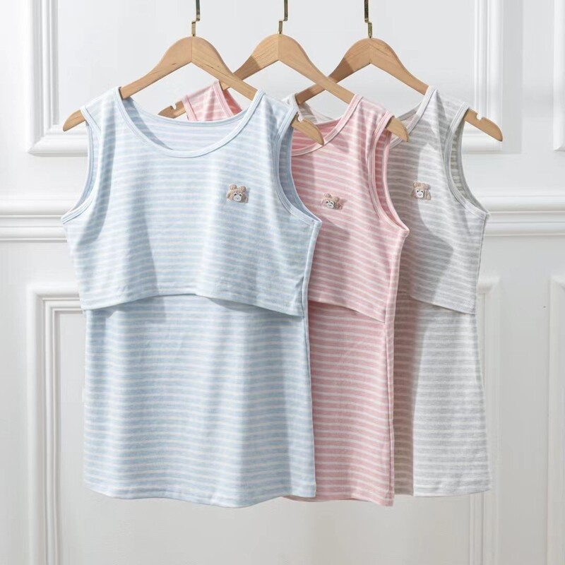 New Autumn and Winter Maternity Vest, Thickened Pure Cotton, Colored Cotton, Postpartum Nursing Vest with Horizontal Opening