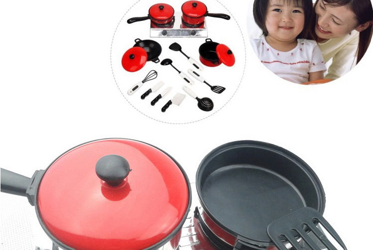 Trẻ em chơi đồ chơi trong nhà Bộ đồ ăn dễ thương Dụng cụ nhà bếp Đồ chơi nhà bếp 13 miếng đồ chơi nấu ăn em bé búp bê