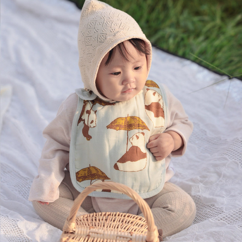 Type A bamboo cotton six-layer gauze surrounding mouth baby baby's skin-permeable U-type surrounding pocket can regulate newborn saliva towel-Taobao