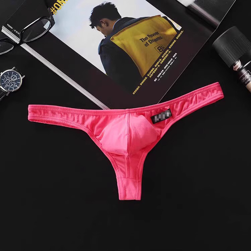 2 Pairs of Men's Thongs, Pure Cotton Breathable Briefs, Sexy Low-Waist Single Thong, Summer Bikini, Men's White Underwear