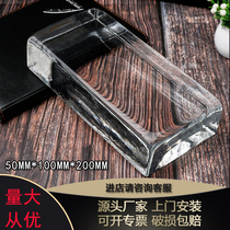 Glass brick transparent square color hot melt bubble frosted solid porch toilet partition wall custom crystal brick