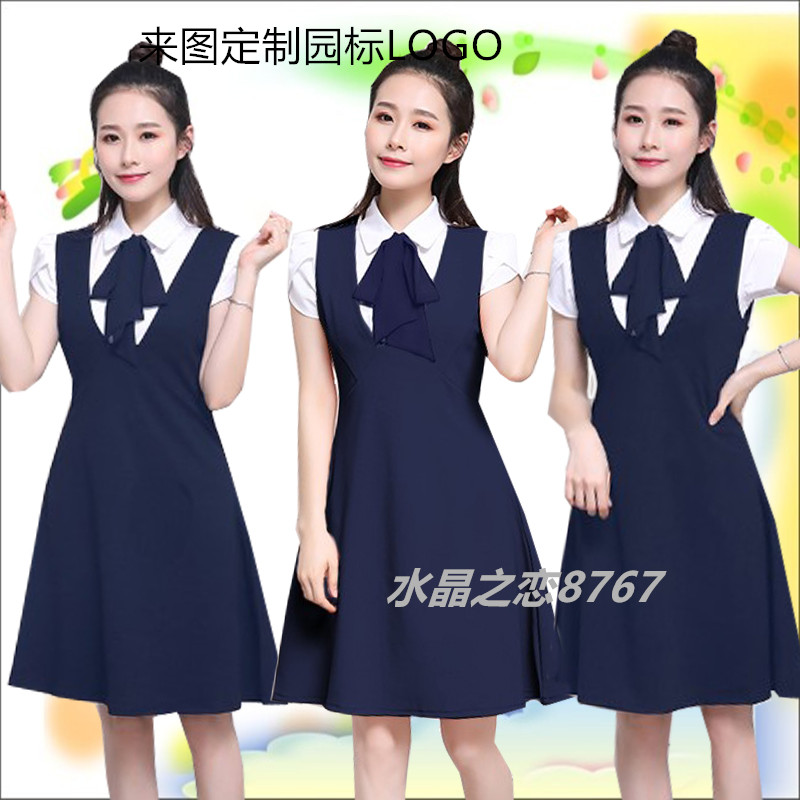 Giáo viên nhà trẻ quần áo khu vườn mùa hè workclothes giáo viên ăn mặc thiết lập kích thước áo lớn trẻ quần áo giáo viên 2020 mới