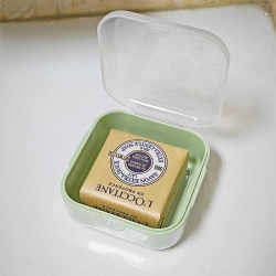 Portable Travel Soap Box with Lid, Square Soap Box for Student Dormitory, Suitable for L'Occitane Soap 50g