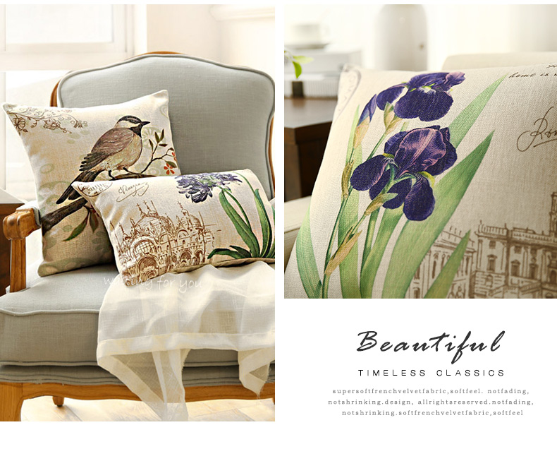 Vintage bông cùi sofa gối đệm Hoa hoa gối văn phòng phòng khách phòng ngủ trở lại với lõi gối thắt lưng - Trở lại đệm / Bolsters Chăn tiện ích