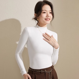 2件装！半高领打底衫新款秋冬季双面加绒