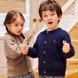 100%全棉男童针织衫外套女童纯棉开衫童装宝宝衣服儿童毛衣潮