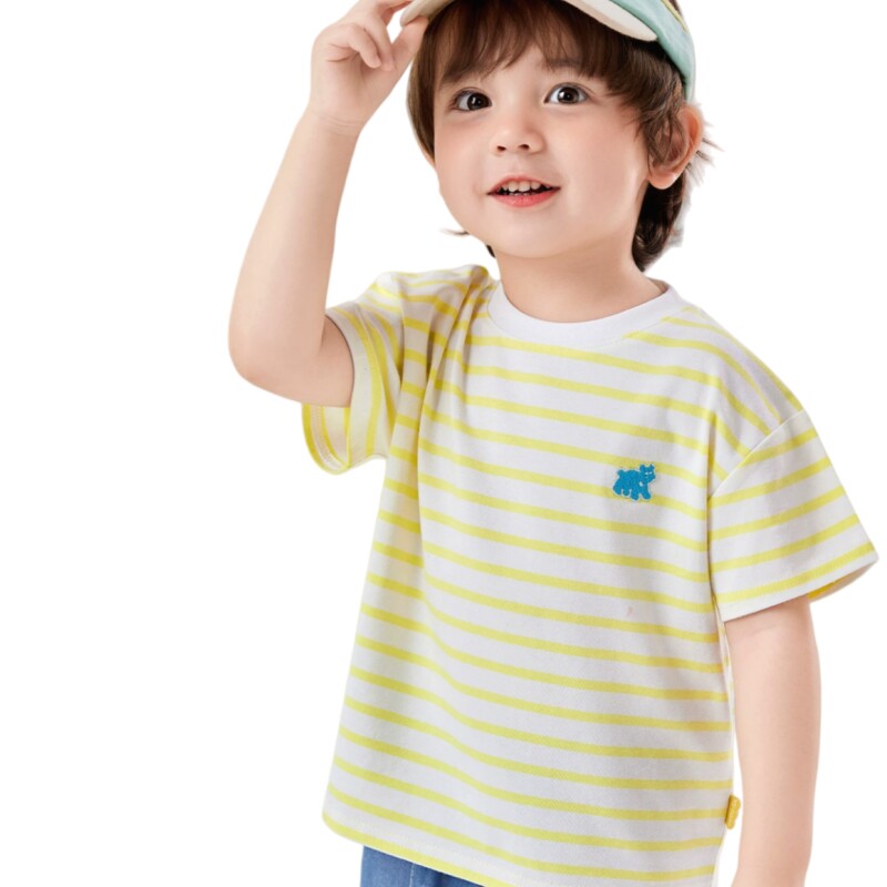嘟嘟家男童短袖儿童百搭条纹T恤女童婴儿夏装宝宝童装洋气上衣薄
