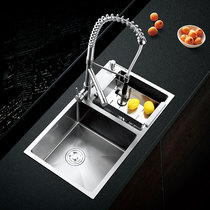 4MM thickened manual sink 304 stainless steel double slot kitchen sink sink set American faucet