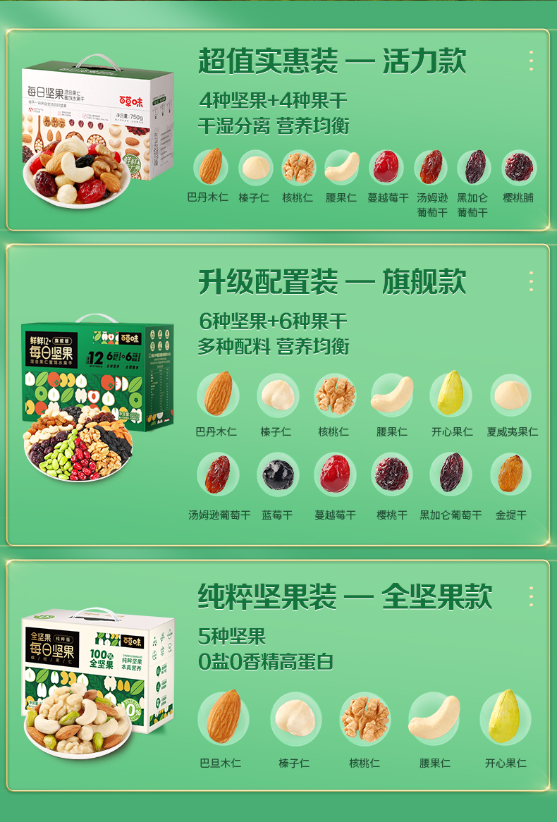 百草味 活力款每日坚果礼盒 750g/30包 图2