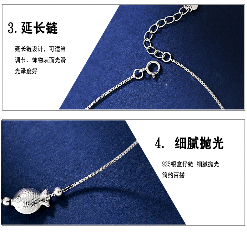 S925 bạc hôn miệng cá chân nữ mùa hè thời trang đơn giản cặp đôi chú hề chân cá vòng Nhật Bản và Hàn Quốc phiên bản gửi quà cho bạn gái vòng chân cá chép nữ