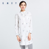 Gỗ cổ buổi tối cừu GMXY2018 mùa xuân của phụ nữ diều mới in áo váy L571303 đầm trung niên
