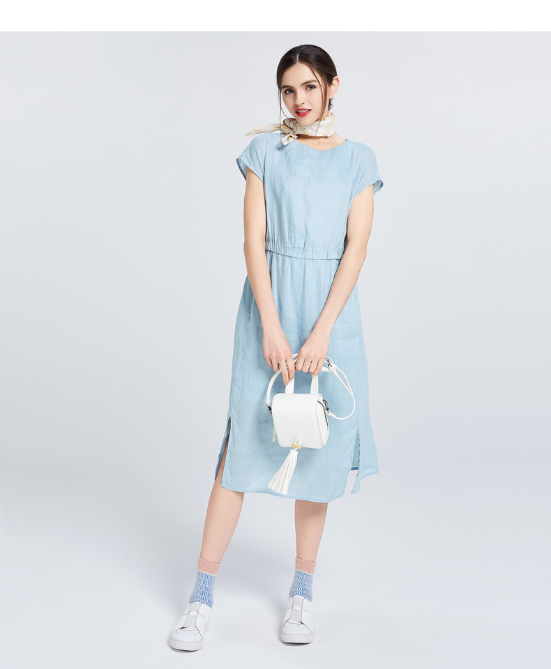 Gumu Xiyang GMXY mùa hè mới ngắn tay eo linen dresses của phụ nữ đô thị giải trí fan art