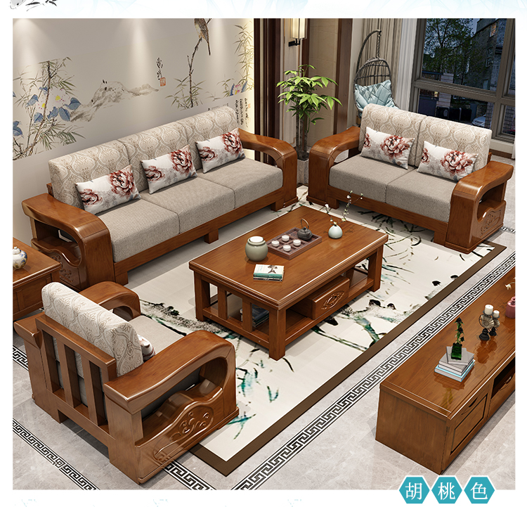 Kích thước của đồ nội thất mới của Trung Quốc hiện đại nhỏ gọn tất cả gỗ ghế sofa kết hợp căn hộ góc Royal Oak phòng khách sẵn sàng - Ghế sô pha sofa giường gấp thông minh