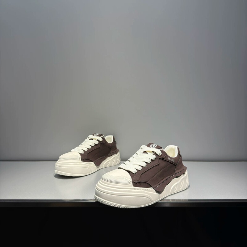[Designer Style] Dark Brown Retro Distressed Thick-Soled Non-Slip Casual Sneakers, Suede Warm Low-Top Lace-Up Men's Shoes