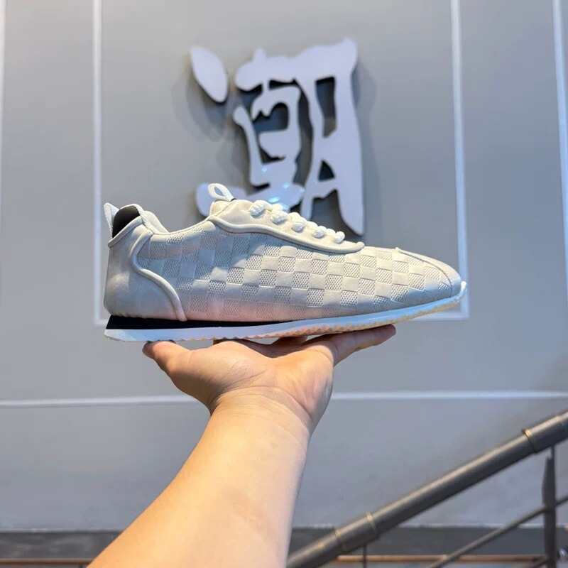[Designer Style] Light Beige Gray Embossed Soft-Soled Wear-Resistant Fabric Shoes, Warm and Comfortable Low-Top Lightweight Men's Shoes