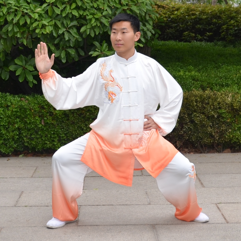 Embroidered Tai Chi suit Men's and women's spring and summer Tai Chi competition practice suit Gradient color Tai Chi suit Martial arts performance suit