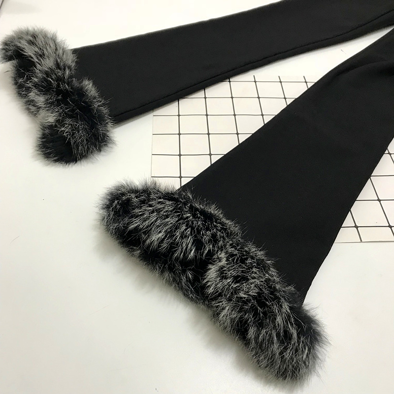 Cộng với nhung cao eo micro quần đáy quần nữ mùa thu đông dày mặc quần legging co giãn thỏ lông dài quần dài quần áo thể thao nữ