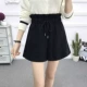 Quần short Jinmian nữ 2018 mới mùa thu đông mới phiên bản Hàn Quốc eo cao một chữ hoang dã mỏng bên ngoài màu đen mặc quần short