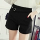 Phiên bản Hàn Quốc của quần short len ​​nữ mùa thu đông 2018 mới mặc eo co giãn đã mỏng manh khoét chân quần ống rộng