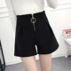 Phiên bản Hàn Quốc của quần short len ​​nữ mùa thu đông 2018 mới mặc eo co giãn đã mỏng manh khoét chân quần ống rộng