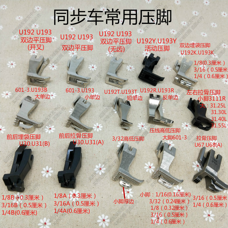 Synchronous car presser foot industrial sewing machine Single-side high and low pressure stop wrap edge embedding line open fork leather suitcase
