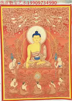 Tibet hand-painted Shakyamuni Buddha Buddha Red Thangka wall entrance hanging painting hot craft art for wealth, peace and harmony