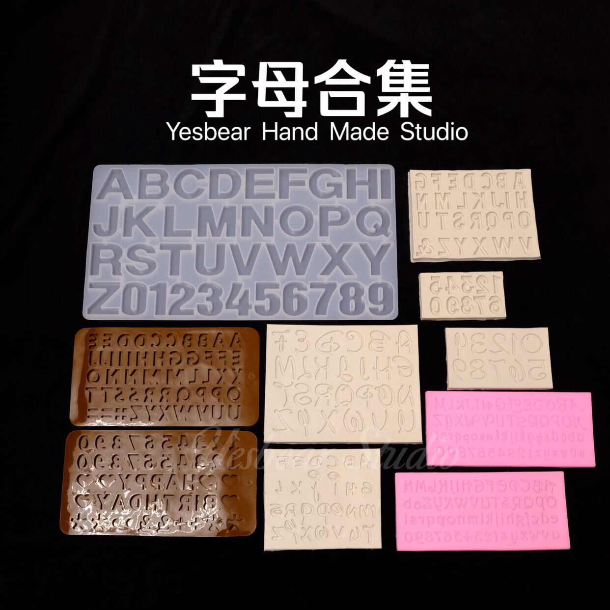 Yesbear Big Bear Handmade Large Alphanumeric Flower Body Angular Alphanumeric DIY Crystal Plastic Mould