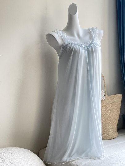 bmunderwear古早少女薄荷蓝复古仙仙睡裙莫代尔薄冰感家居服中裙