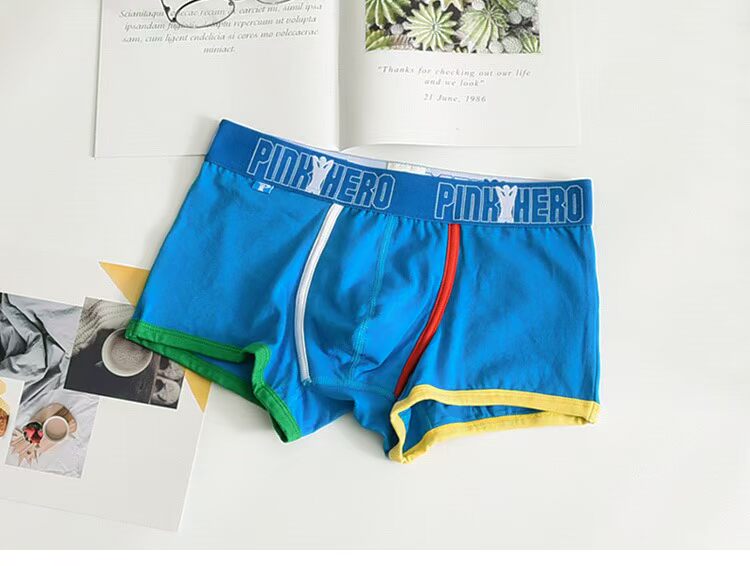 2 nam tải boxer cá tính thoáng khí thanh niên eo thấp đồ lót nam cảm giác rắn màu phiên bản Hàn Quốc của bốn góc quần lọt khe nam cotton