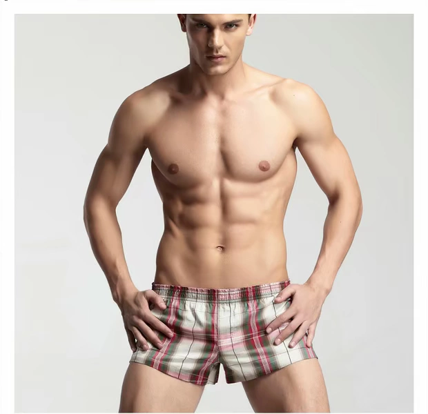 Quần cotton kẻ sọc mới cho nam Quần nhà thấp eo nam Quần boxer Quần short Arroyo Đàn ông Quần Pyjama