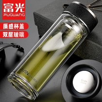 Fuguang glass double-layer tea cup portable car Cup with lid heat-resistant filter Tea Cup for men and women