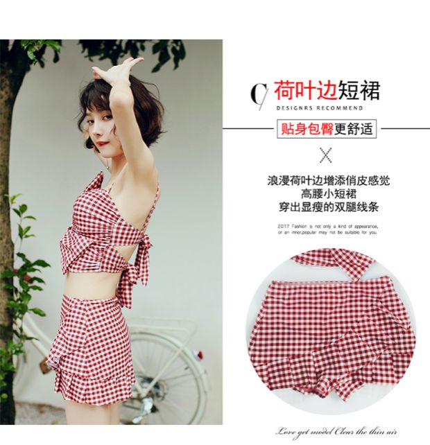 Đồ bơi hàn quốc nữ giảm béo bụng nóng mùa xuân ngực nhỏ tập hợp học sinh nhỏ tươi chia ba mảnh váy bơi 	bikini 2 mảnh màu trắng	