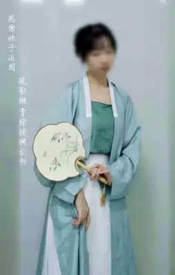 (Silk dyed net cut)Sparse shadow decorated with blue and gray silk jacquard, apricot powder plum blossom song pants, three-pleated skirt, Hanfu