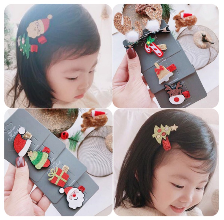Phụ kiện tóc Giáng sinh mới dành cho trẻ em Clip tóc Ngày Giáng sinh 麋 Đồ trang sức kẹp tóc Đồ trang sức màu đỏ Năm mới dành cho bé gái dây buộc tóc scrunchies