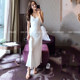 cicidream spring new champagne pure white bias-cut cupro silk sexy V-neck suspender slim dress long skirt