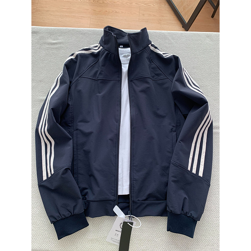 Three-Stripe Jacket for Women, Spring and Autumn Baseball Jacket with Stand Collar, Early Autumn Outfit, Sporty American-Style Top