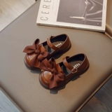 Обувь с бантиком, детские туфли для кожаной обуви для принцессы, тренд сезона, в корейском стиле, мягкая подошва