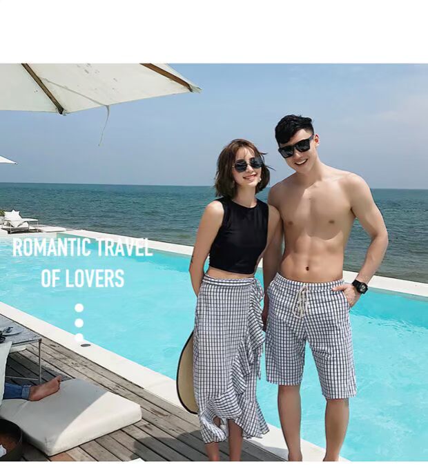 Nữ thần eo cao boyshort kỳ nghỉ cặp đôi đồ bơi ba mảnh mảnh mai phù hợp với nam bãi biển cặp đôi đồ bơi - Vài đồ bơi đồ đi biển cho cặp đôi