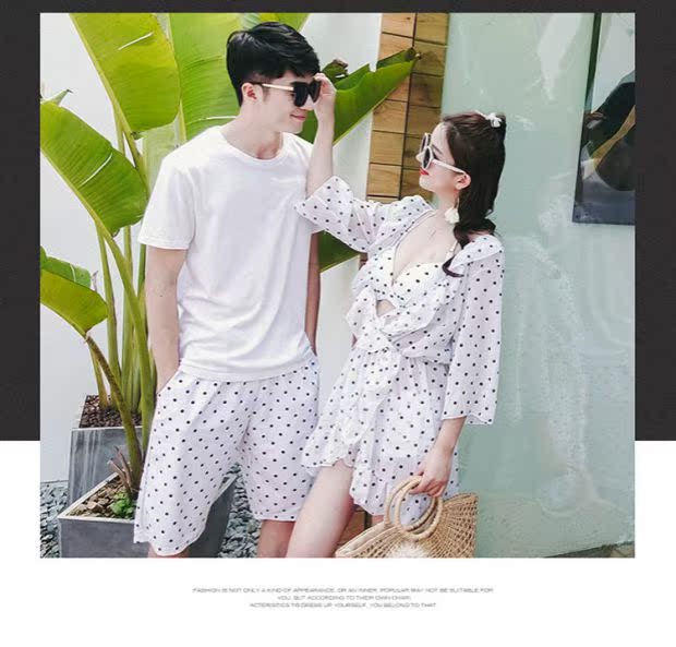 Bộ đồ bơi đi biển mới cho cặp đôi phù hợp với phụ nữ ngực nhỏ tụ tập bikini ba mảnh - Vài đồ bơi 	đồ đôi đi biển cặp	