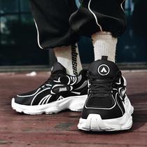 Trendy brand mens shoes summer breathable ins trendy brand old net dad shoes casual running thick sole heightening surface black student sports