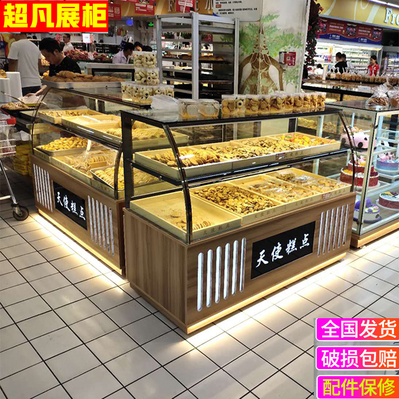 Curved pastry cabinet Solid wood cake cabinet Bread display cabinet Bread cabinet with cake shop Nakajima side cabinet Peach crisp counter