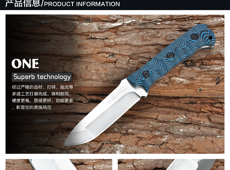 G10 ngoài trời mới xử lý dao thẳng lĩnh vực độ cứng cao sắc nét dao cầm tay công cụ sinh tồn trái cây Thụy Sĩ dao dao găm quân đội Mỹ