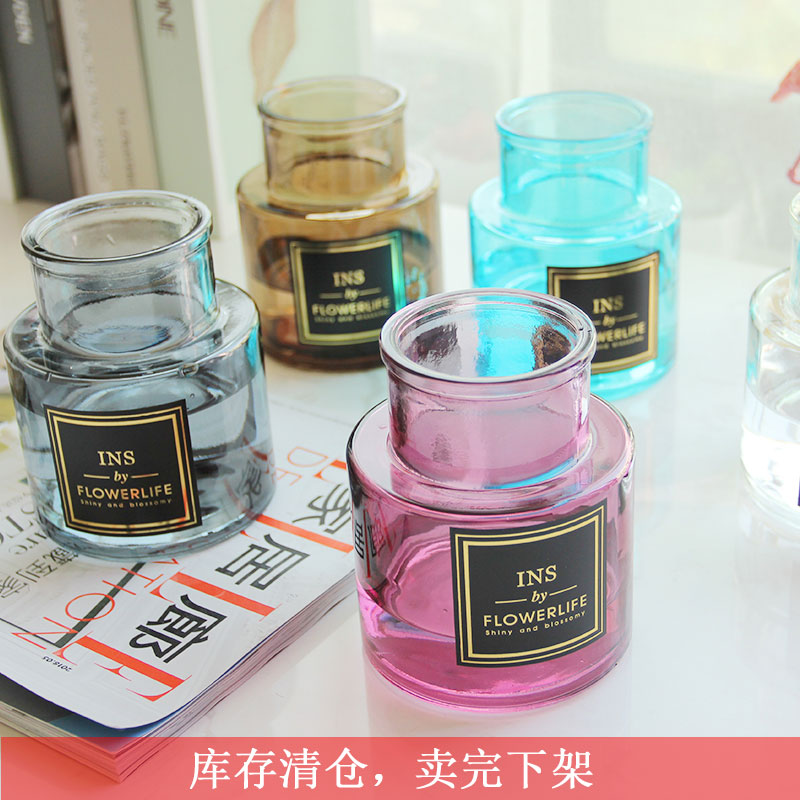 Nordic Ins Wind Transparent Glass Small Vase Flower Arrangement Trumpet Water Peo Small Fresh Creative Dining Table Decoration Hem