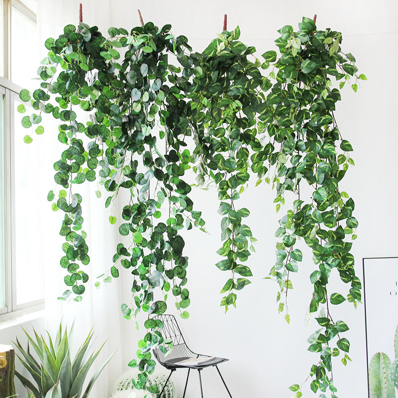 Emulation ivy false flowers vines decoration shielded hanging wall green plant wall-hanging plant hanging ravine green leaves hanging-Taobao