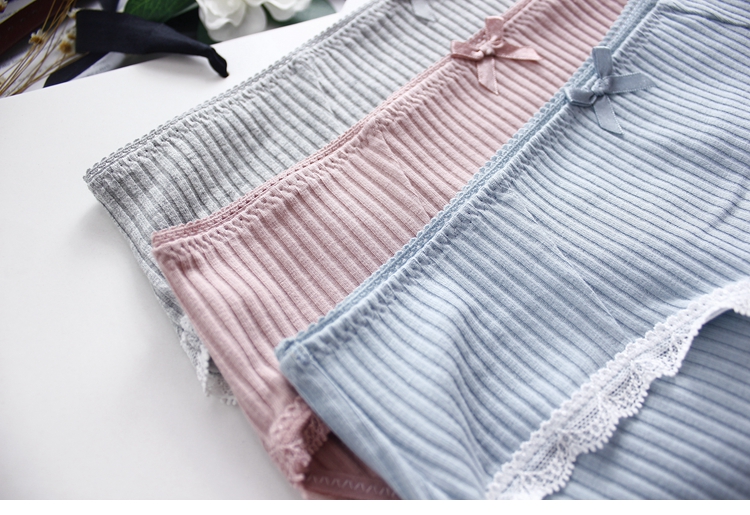 Vintage sọc văn học Bướm Ai thoải mái thoải mái da mềm bông thoải mái ren tam giác nữ đồ lót quan lot nu