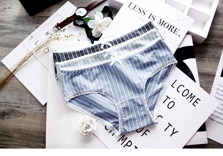 Bướm tình yêu Shu sọc cotton cô gái đồ lót ren bên đồ lót gợi cảm tam giác nữ đồ lót cotton mềm đồ lót quần sịp nam muji