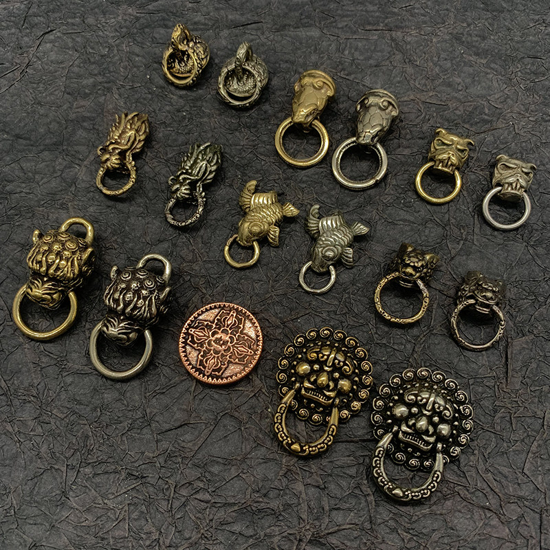 Dongguan Broken Copper Classic Monk Head Dog Biting Ring Chinese Style Lion Faucet Carp Wealth Cloth Buckle Clothing Decorative Buckle