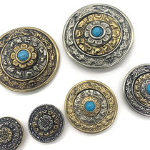 Dongguan Breaking Copper Creativity Bicolor Pure Copper Nine Palace Gossip Chaegoku Buttoned Brass Retro Decorative Button Individuality Belt Accessories