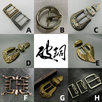 Dongguan broken copper ladies Belt Buckle Head three-piece set handmade belt accessories pure copper pin buckle retro metal buckle